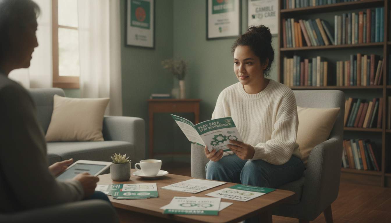 Woman learning about responsible gambling