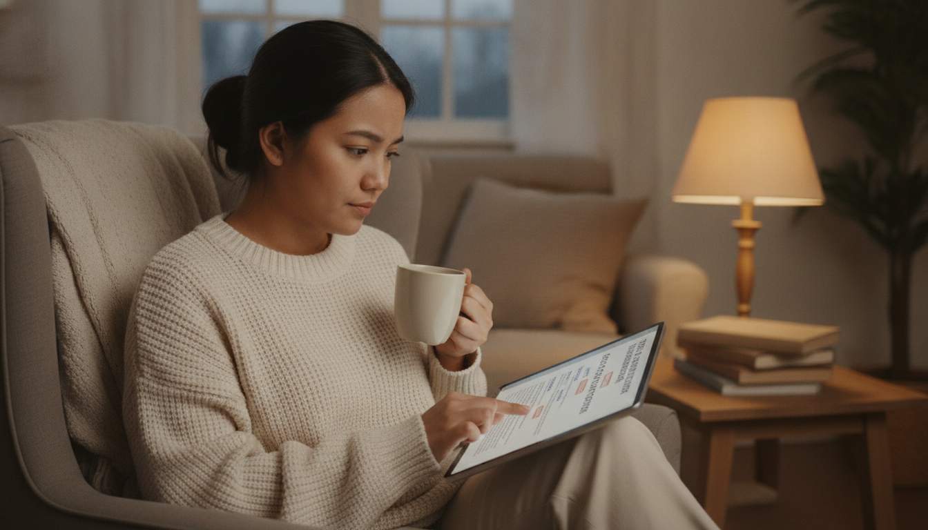 Woman reviewing terms and conditions